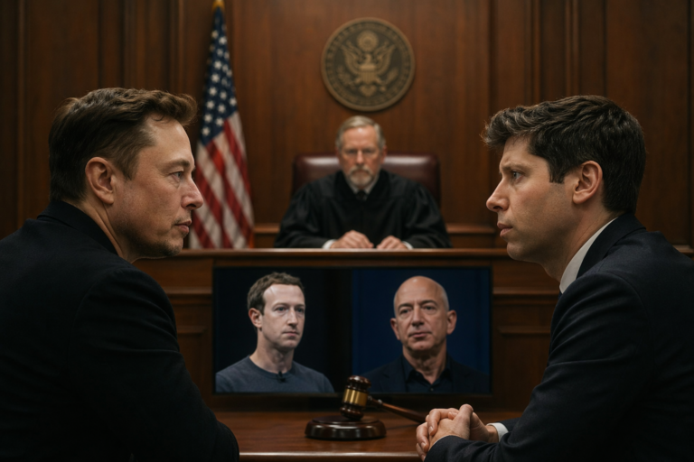 법정 소송 기사 대표 이미지 - 머스크-올트먼 소송전, 실리콘밸리 ‘사적 문자’까지 법정에…저커버그·베이조스 언급도