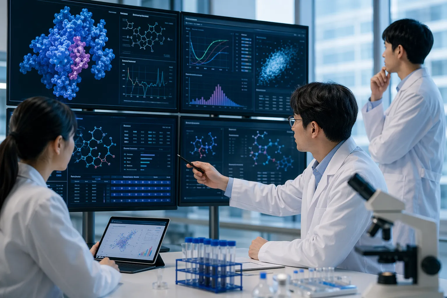 AI 신약, 비만치료제, 제약 연구 기사 핵심 맥락을 보여주는 이미지 - 기존 제약 개발은 후보물질 탐색부터 전임상, 임상 설계까지 긴 시간이 필요했다. 그러나 생성형 AI의 확산 이후, 연구자들이 문헌·특허·실험 데...