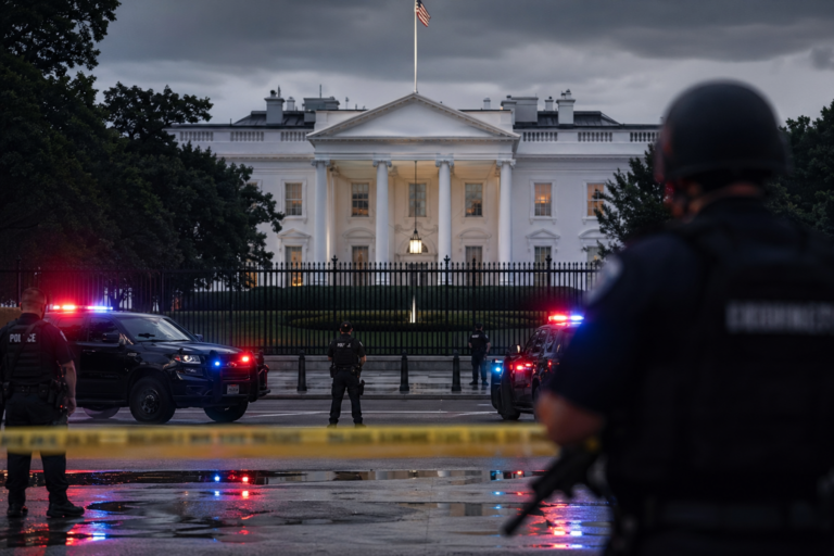백악관, 총격, 경찰경계 기사 대표 이미지 - “어떤 폭력도 용인 안돼”…백악관 기자단 만찬 총격에 여야 한목소리 규탄
