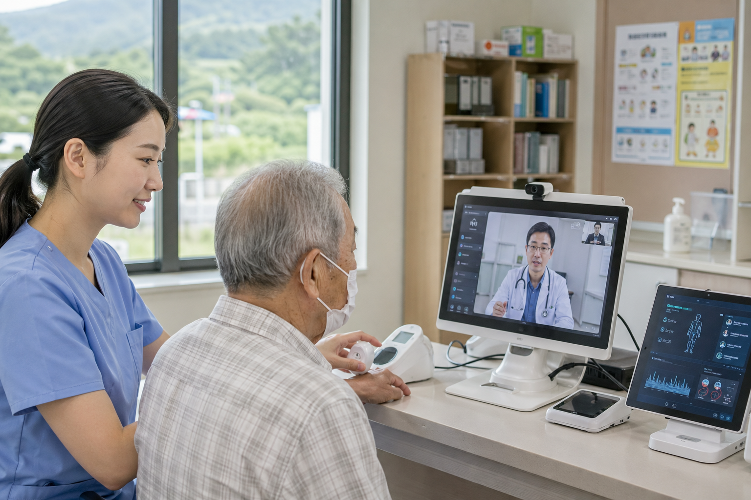농어촌 의료 기사 영향과 배경을 설명하는 이미지 - 또한 비대면 진료는 단순 원격상담이 아니라 ‘취약지 특화’로 설계한다. 정부는 농어촌 지역 어르신들이 혼자서 비대면 진료를 이용하기 어려운 현실...