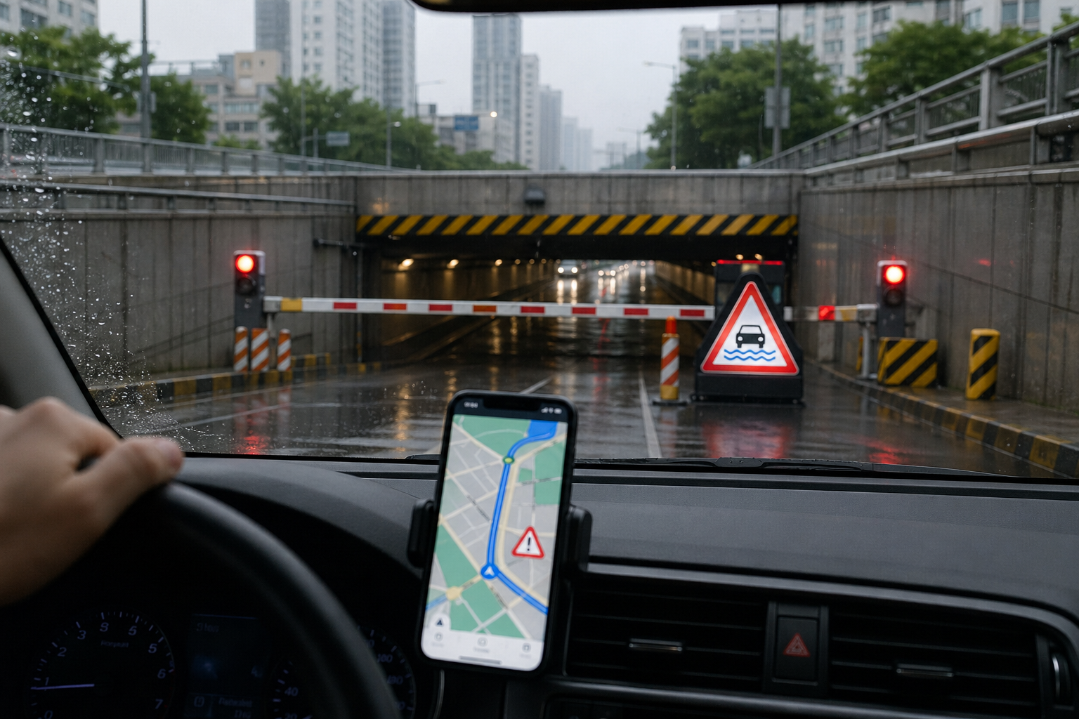 [침수, 지하차도, 내비게이션] 기사 핵심 맥락을 보여주는 이미지 - 서울시에 따르면 이번 서비스는 침수 등으로 지하차도 진입차단시설이 작동하는 순간, 해당 정보가 재난안전데이터 공유 플랫폼 을 통해 자동으로 전송...