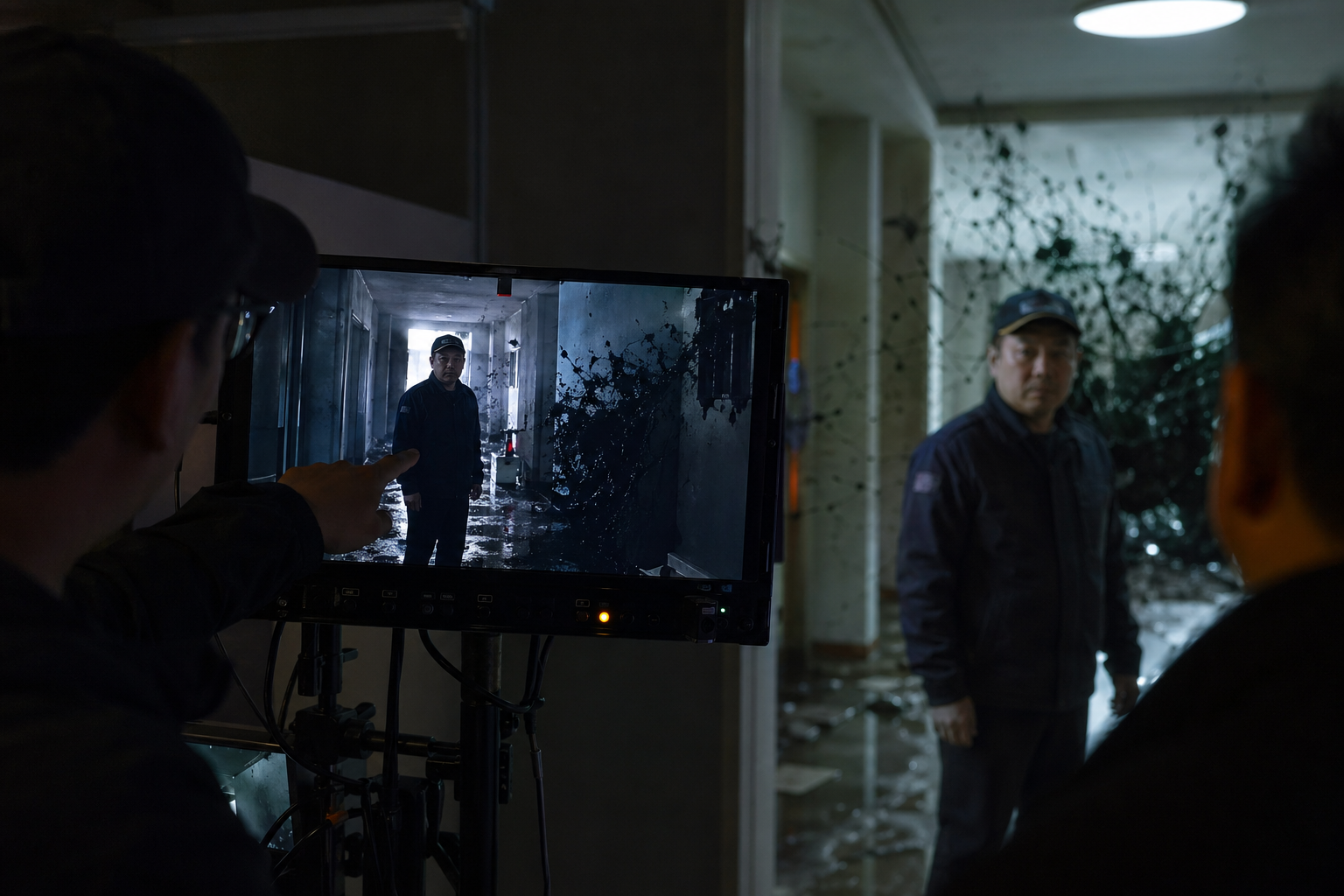 AI 영화제작 기사 핵심 맥락을 보여주는 이미지 - 제작진이 강조한 차별점은 인물뿐 아니라 배경과 조명 , 나아가 기괴한 생물(크리처)까지 AI로 구현했다는 점이다. 실제 거주 공간처럼 보이는 아...