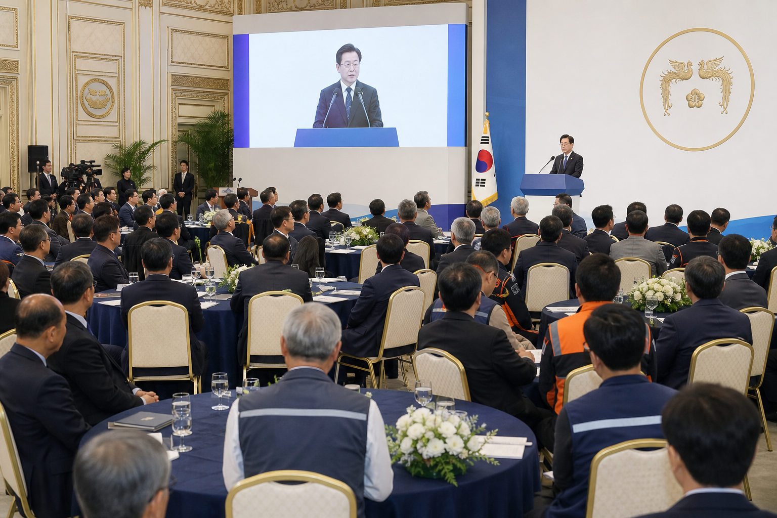 노동절 기념식, 청와대 영빈관, 노사상생 기사 영향과 배경을 설명하는 이미지 - 전국민주노동조합총연맹(민주노총) 양경수 위원장도 노동자들이 체감하는 고통을 구체적으로 거론했다. 양 위원장은 관세와 전쟁의 여파로 물가가 치솟는...